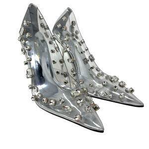 Good American Diamonds Forever Heels Size 7 Glass002 GSH008-X